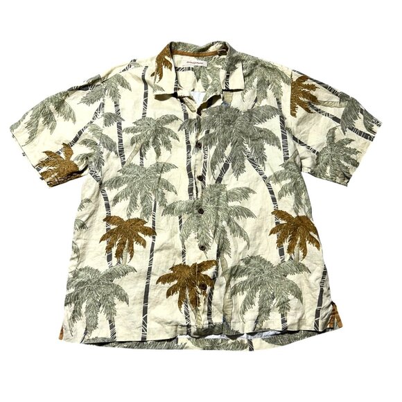 TOMMY BAHAMA Mens XL 100% Linen Short Sleeve Button Down Shirt - Picture 1 of 7